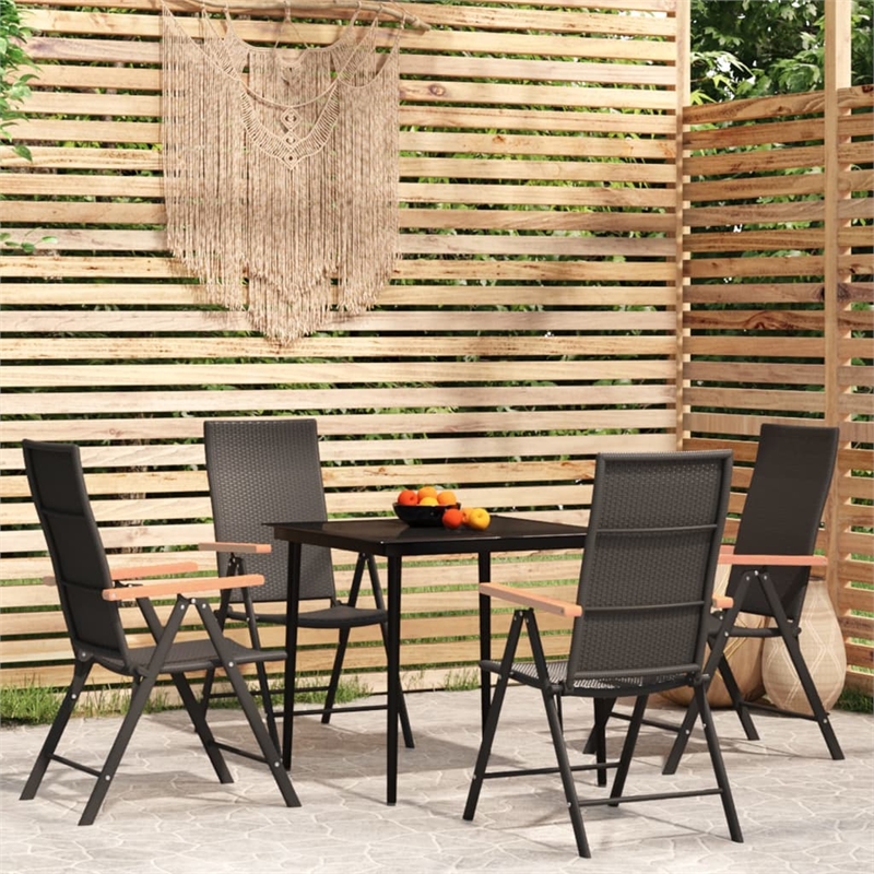Bowery Hill Contemporary Weather-Resistant Garden Dining Set in Black