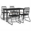 Bowery Hill Contemporary Powder-Coated Garden Dining Set in Black