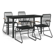 Bowery Hill Contemporary Powder-Coated Garden Dining Set in Black