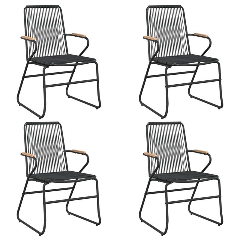Bowery Hill Contemporary Powder-Coated Garden Dining Set in Black