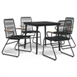 Bowery Hill Contemporary Powder-Coated Garden Dining Set in Black