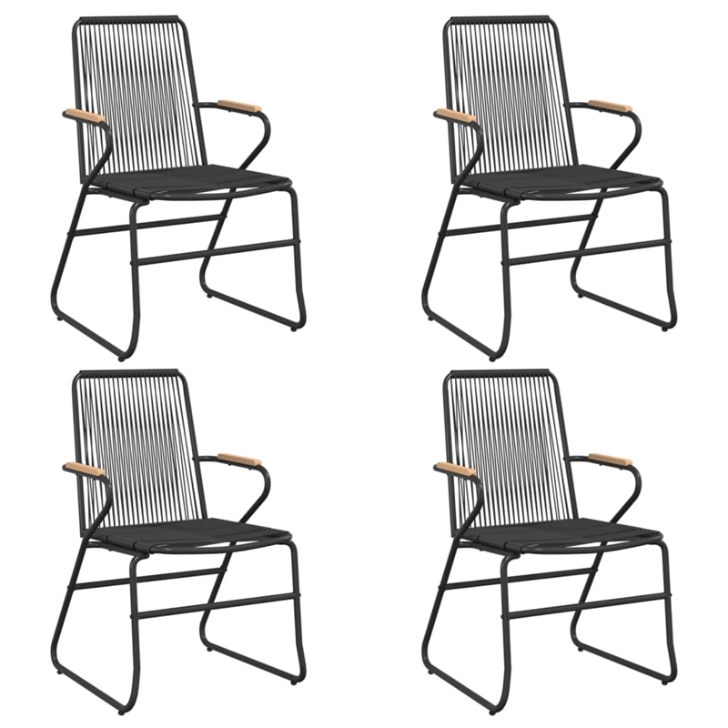 Bowery Hill Contemporary Powder-Coated Garden Dining Set in Black