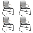 Bowery Hill Contemporary Powder-Coated Garden Dining Set in Black