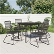 Bowery Hill Contemporary Powder-Coated Garden Dining Set in Black
