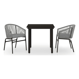 Bowery Hill Contemporary Powder-Coated Garden Dining Set in Black/Gray