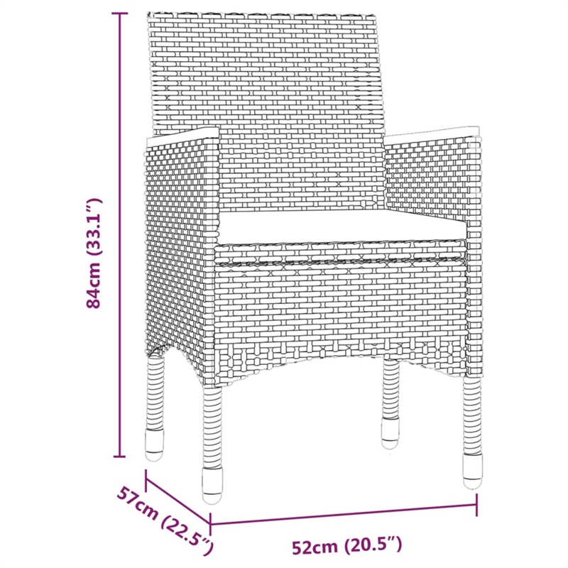 Bowery Hill Contemporary PE Rattan 5 Piece Set Garden Dining Set in Gray