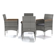 Bowery Hill Contemporary PE Rattan 5 Piece Set Garden Dining Set in Gray