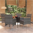Bowery Hill Contemporary PE Rattan 5 Piece Set Garden Dining Set in Gray