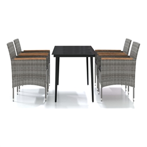 Bowery Hill Contemporary Garden Dining Set in Gray and Black