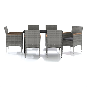 Bowery Hill Contemporary Garden Dining Set in Gray and Black
