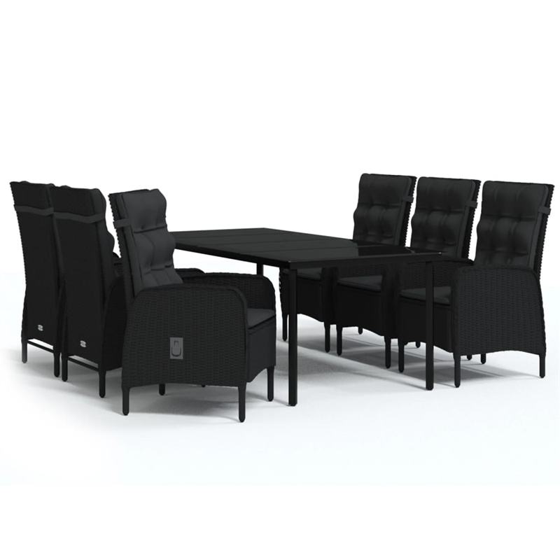 Bowery Hill Contemporary Powder-Coated Garden Dining Set in Black
