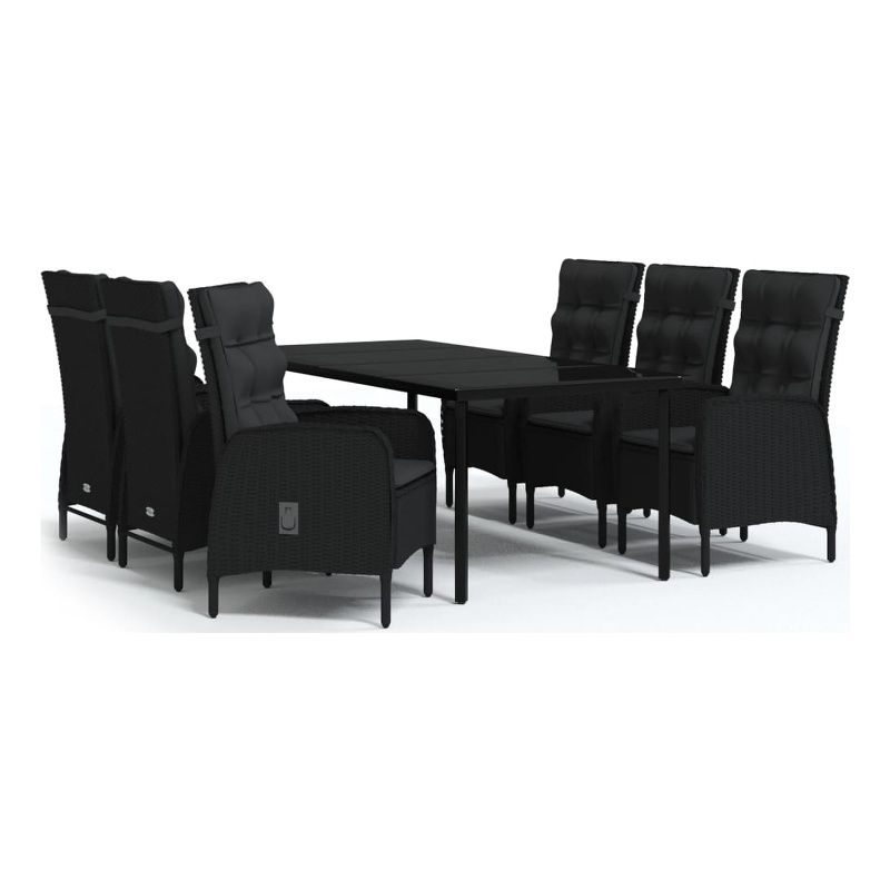 Bowery Hill Contemporary Powder-Coated Garden Dining Set in Black
