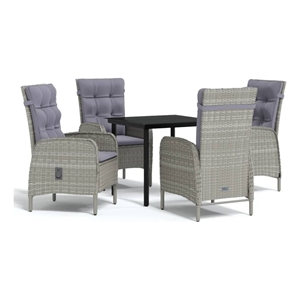 Bowery Hill Contemporary Garden Dining Set in Gray and Black