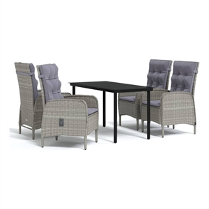 Bowery Hill Contemporary Garden Dining Set in Gray and Black