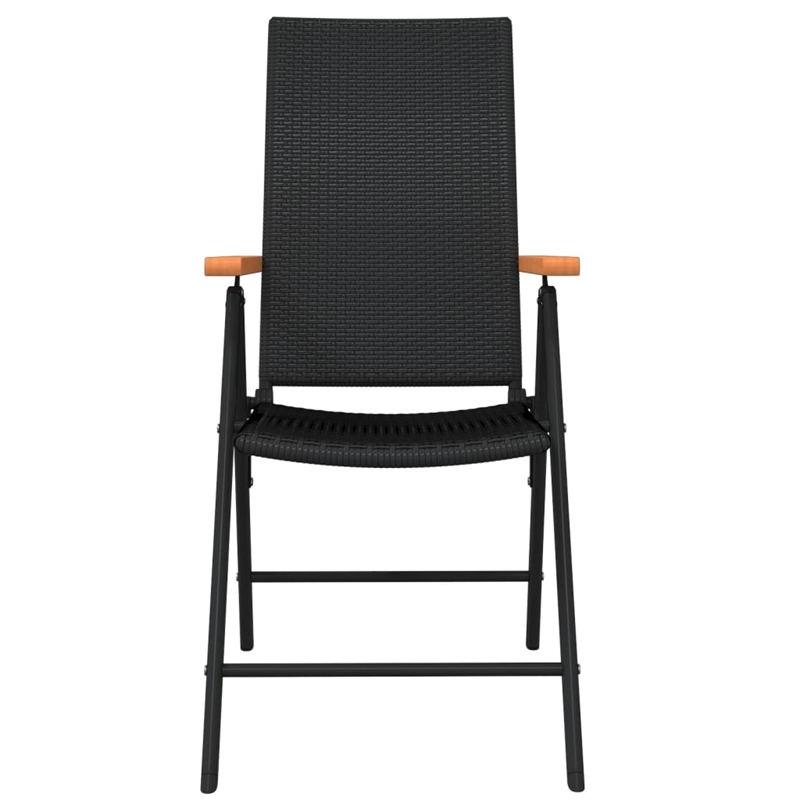 Bowery Hill PE Rattan 7 Piece Foldable Garden Dining Set in Black