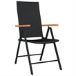 Bowery Hill PE Rattan 7 Piece Foldable Garden Dining Set in Black