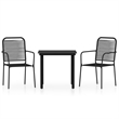 Bowery Hill Powder-Coated Steel & Cotton Rope Durable Dining Set in Black