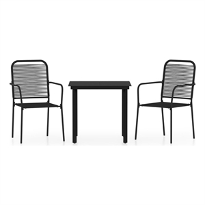 Bowery Hill Powder-Coated Steel & Cotton Rope Durable Dining Set in Black