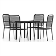 Bowery Hill Powder-Coated Steel & Cotton Rope Medium Dining Set in Black