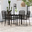 Bowery Hill Powder-Coated Steel & Cotton Rope Medium Dining Set in Black