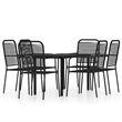 Bowery Hill Powder-Coated Steel & Cotton Rope Medium Dining Set in Black