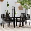 Bowery Hill Powder-Coated Steel & Cotton Rope Medium Dining Set in Black
