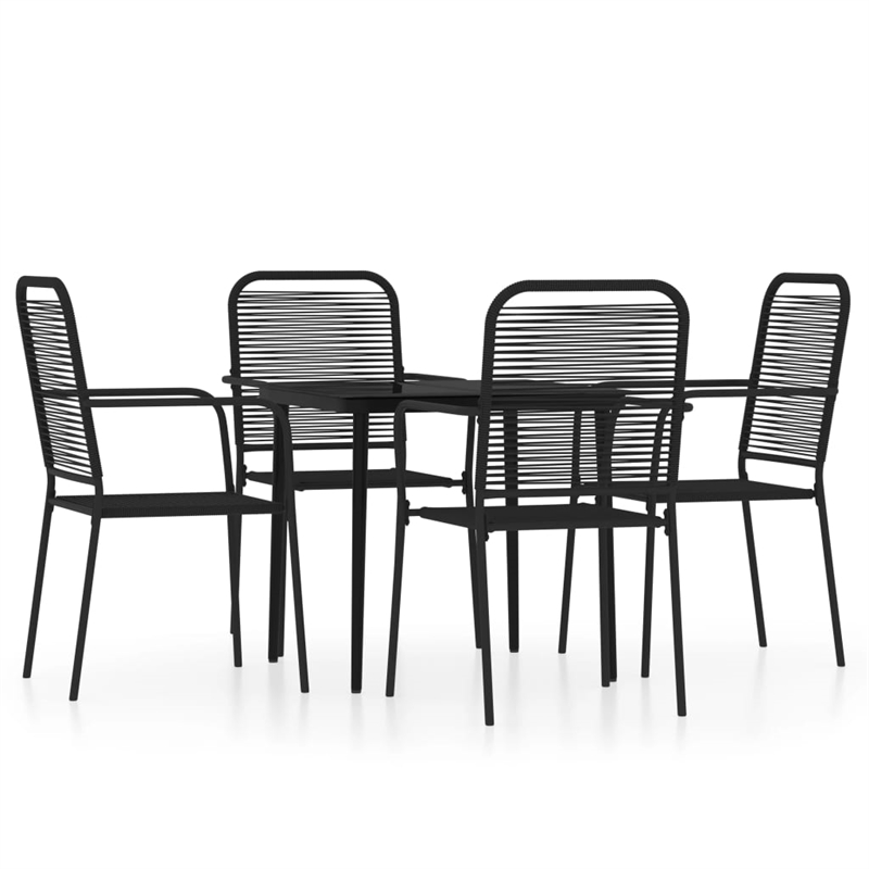 Bowery Hill Standard Powder-Coated Steel Dining Set in Black
