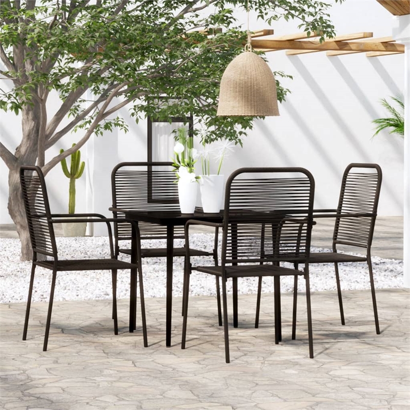 Bowery Hill Standard Powder-Coated Steel Dining Set in Black