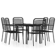 Bowery Hill Contemporary Powder-Coated Steel Dining Set in Black