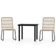 Bowery Hill PE Rattan and Powder-Coated Steel Standard Dining Set in Oak/Black