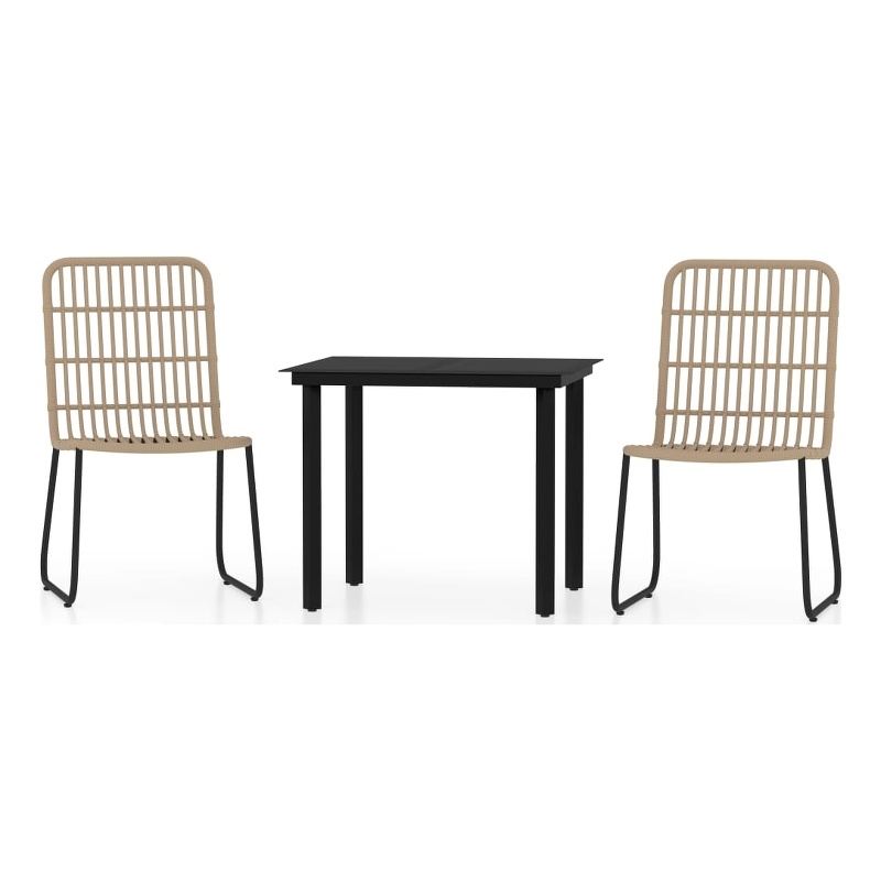 Bowery Hill PE Rattan and Powder-Coated Steel Standard Dining Set in Oak/Black
