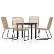 Bowery Hill PE Rattan Medium Lightweight Dining Set in Oak/Black