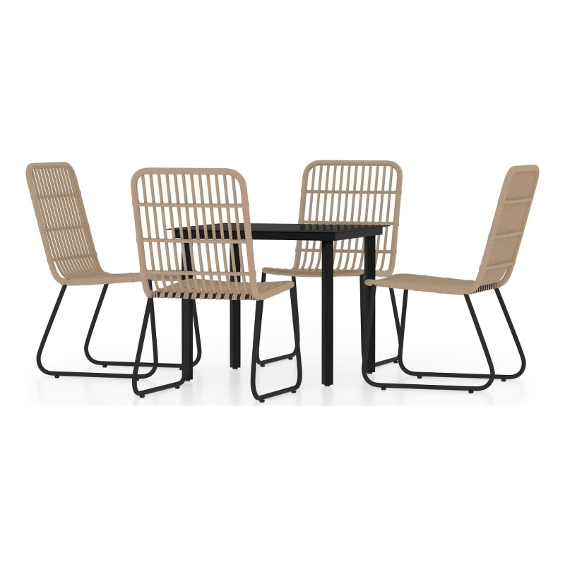 Bowery Hill PE Rattan Medium Lightweight Dining Set in Oak/Black