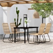 Bowery Hill PE Rattan and Powder-Coated Steel Standard Dining Set in Oak/Black