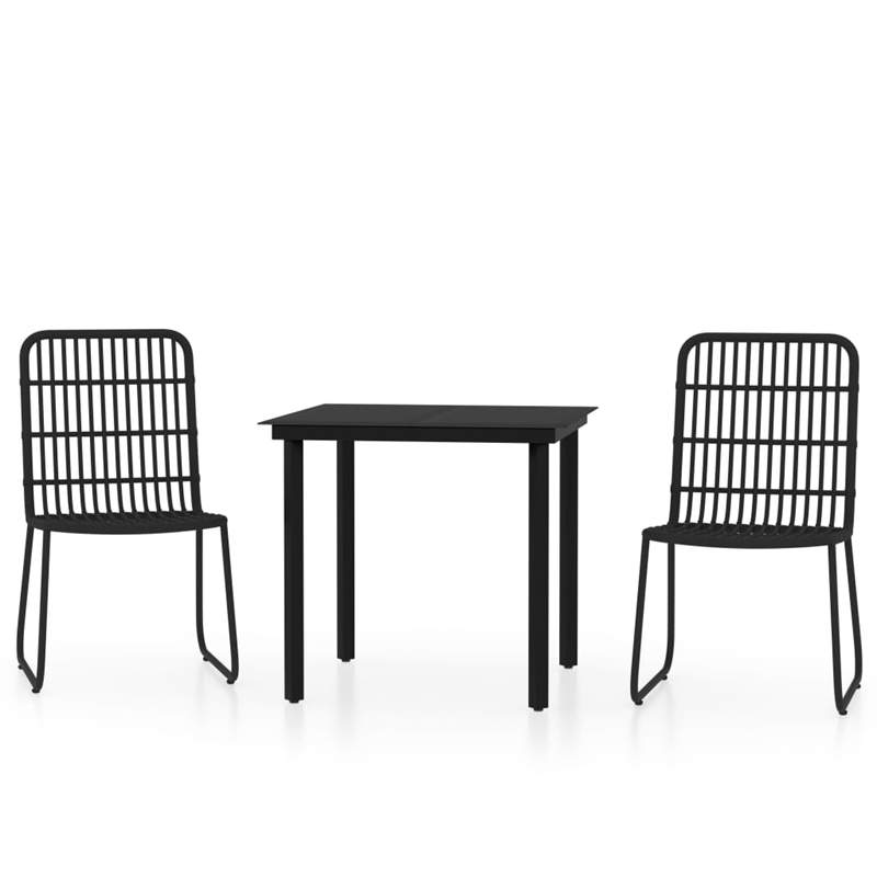 Bowery Hill Contemporary Powder-Coated Steel Dining Set in Black