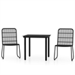 Bowery Hill Contemporary Powder-Coated Steel Dining Set in Black