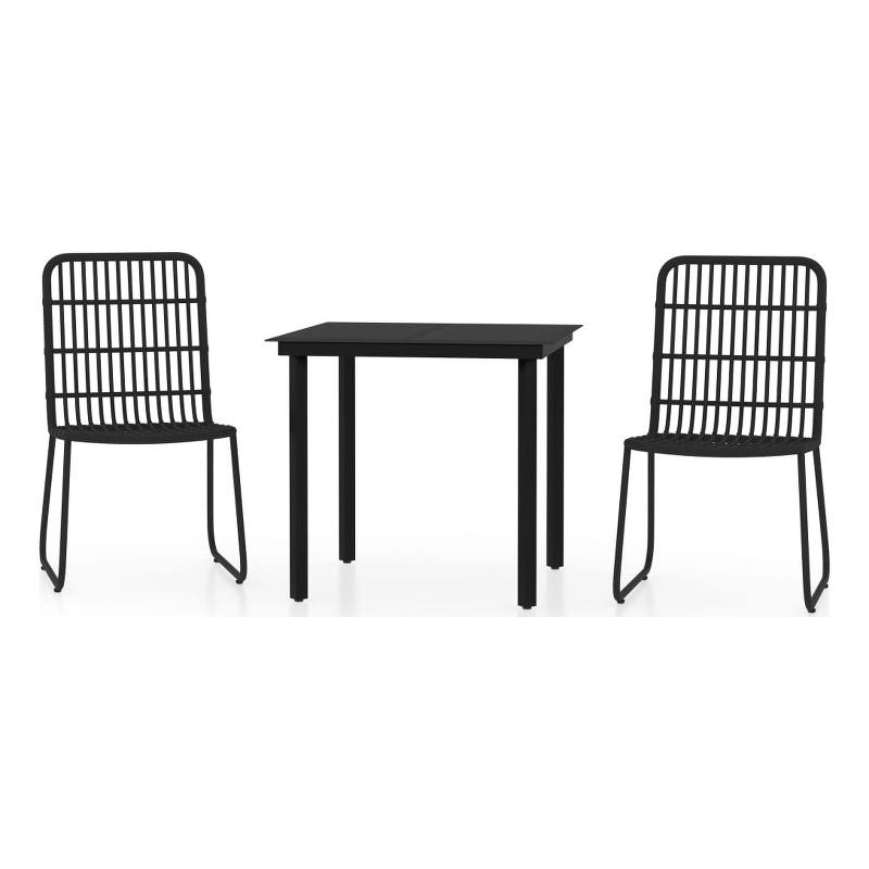 Bowery Hill Contemporary Powder-Coated Steel Dining Set in Black