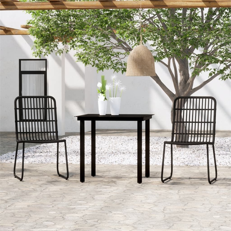 Bowery Hill Contemporary Powder-Coated Steel Dining Set in Black