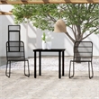 Bowery Hill Contemporary Powder-Coated Steel Dining Set in Black