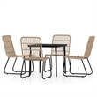 Bowery Hill PE Rattan and Powder-Coated Steel Dining Set in Oak/Black