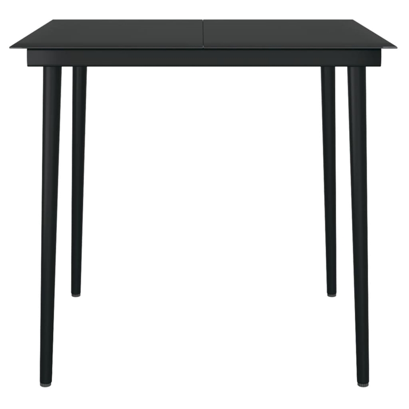 Bowery Hill PE Rattan and Powder-Coated Steel Dining Set in Oak/Black