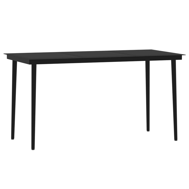 Bowery Hill PE Rattan/Powder-Coated Steel 7 Piece Set Dining Set in Black