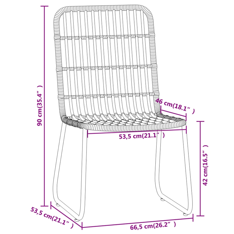 Bowery Hill PE Rattan/Powder-Coated Steel 7 Piece Set Dining Set in Black