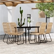 Bowery Hill PE Rattan/Powder-Coated Steel 7 Piece Set Dining Set in Black