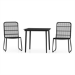 Bowery Hill PE Rattan/Powder-Coated Steel/Glass Medium Dining Set in Black