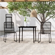 Bowery Hill PE Rattan/Powder-Coated Steel/Glass Medium Dining Set in Black