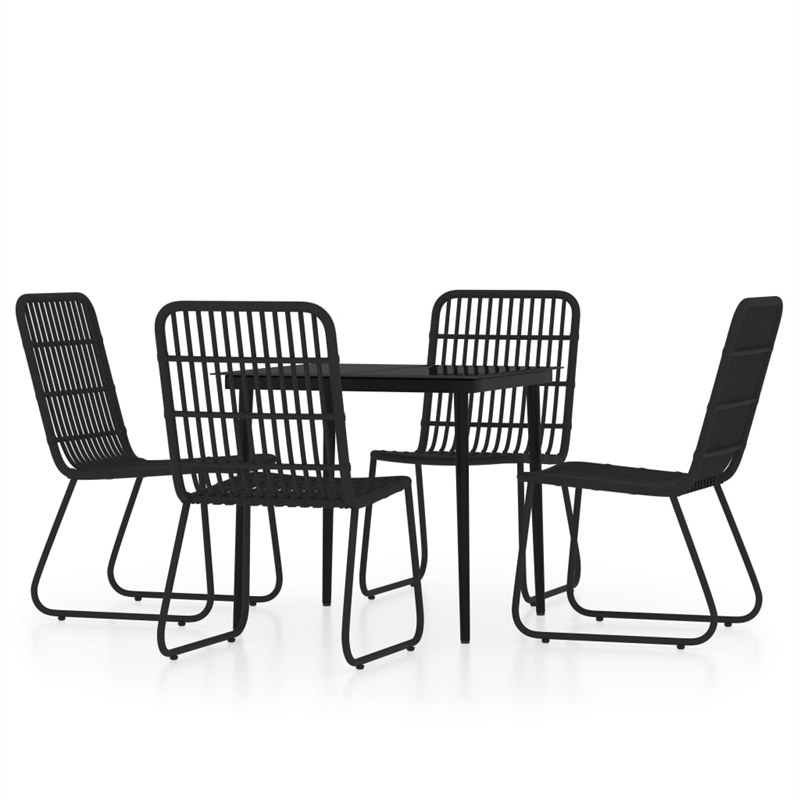 Bowery Hill Powder-Coated Steel Medium Lightweight Dining Set in Black