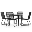 Bowery Hill Powder-Coated Steel Medium Lightweight Dining Set in Black