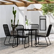 Bowery Hill Powder-Coated Steel Medium Lightweight Dining Set in Black