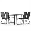 Bowery Hill Powder-Coated Steel/Glass/PE Rattan Dining Set in Black